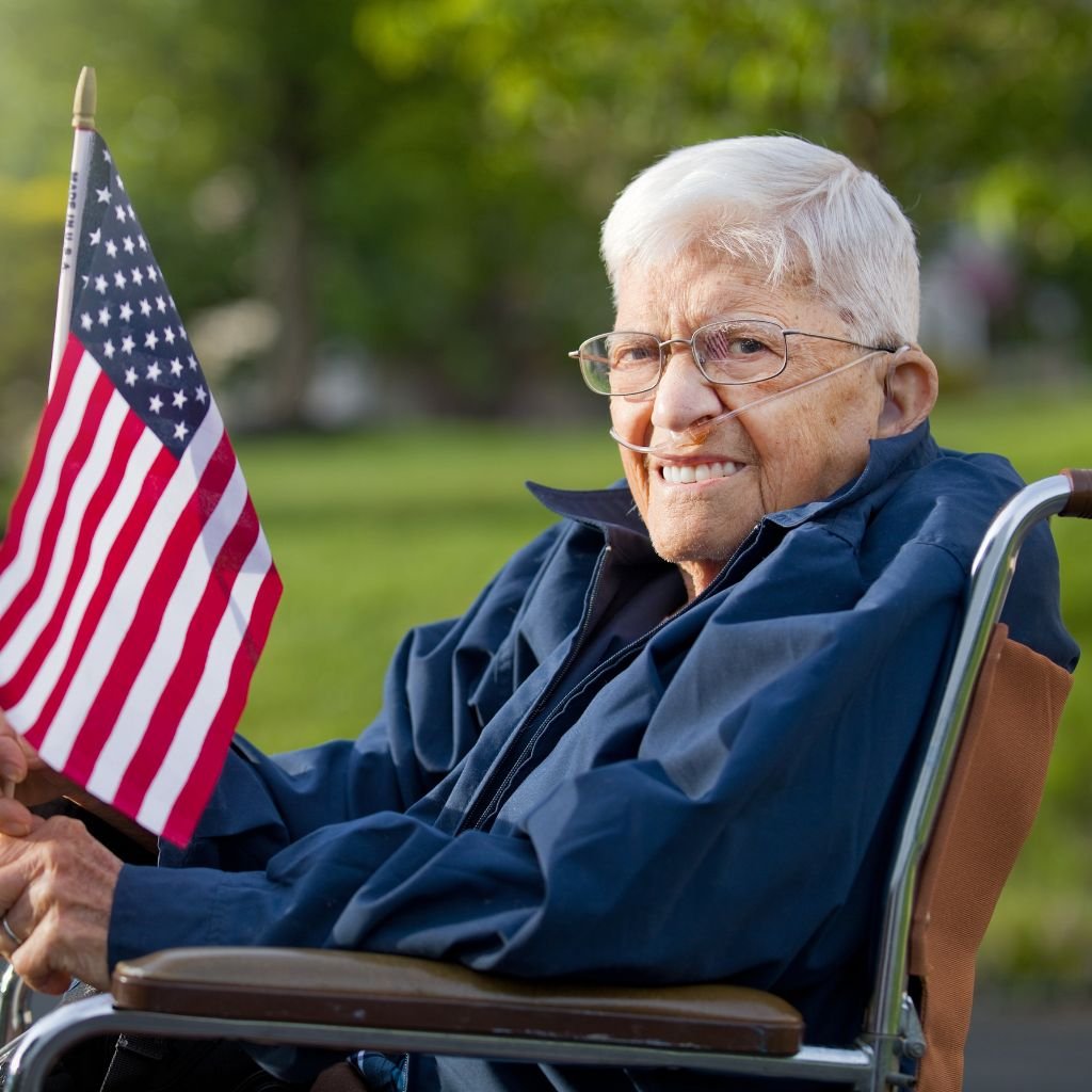 Veteran reviewing military discharge records and DD214 paperwork