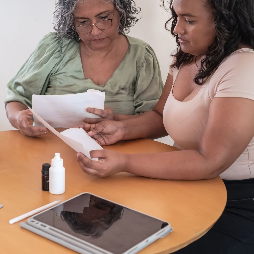Family member reviewing military records for a deceased veteran
